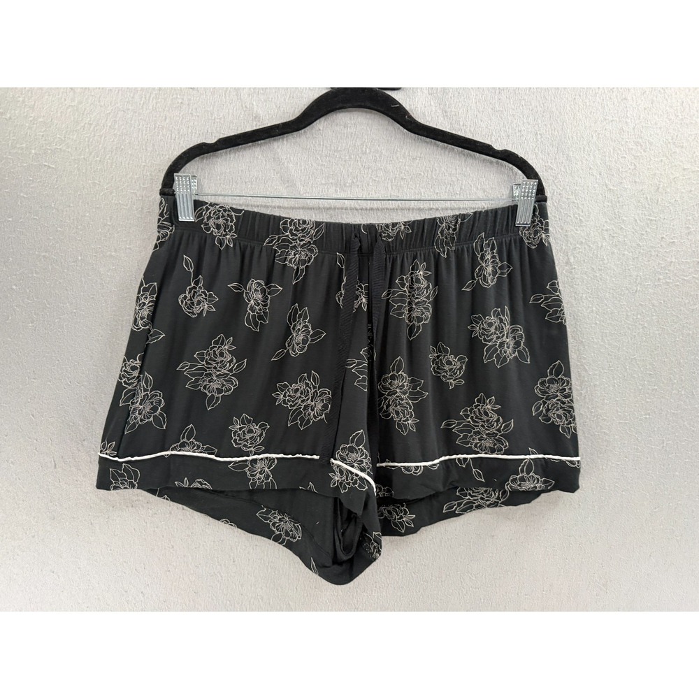 Victoria's Secret Pajama Shorts Womens L Black White Modal Lounge Soft Sleep